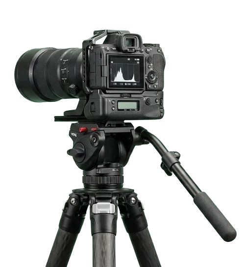 Professional cinema camera on a tripod — the visible investment that creates the 90-second positioning leap